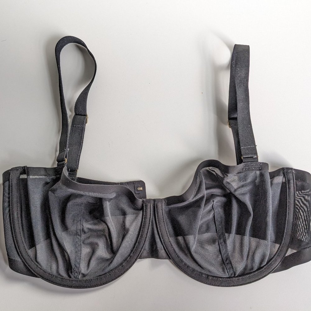 CUUP Black Balconette Mesh Bra 32F, 32DDD